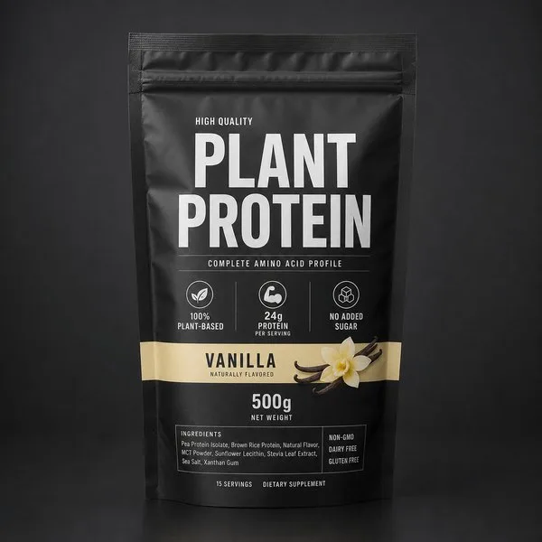 Supplement labels for stand-up pouches