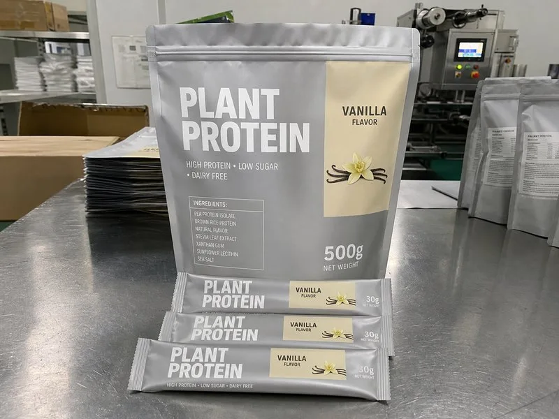 Stand-up pouch supplement label