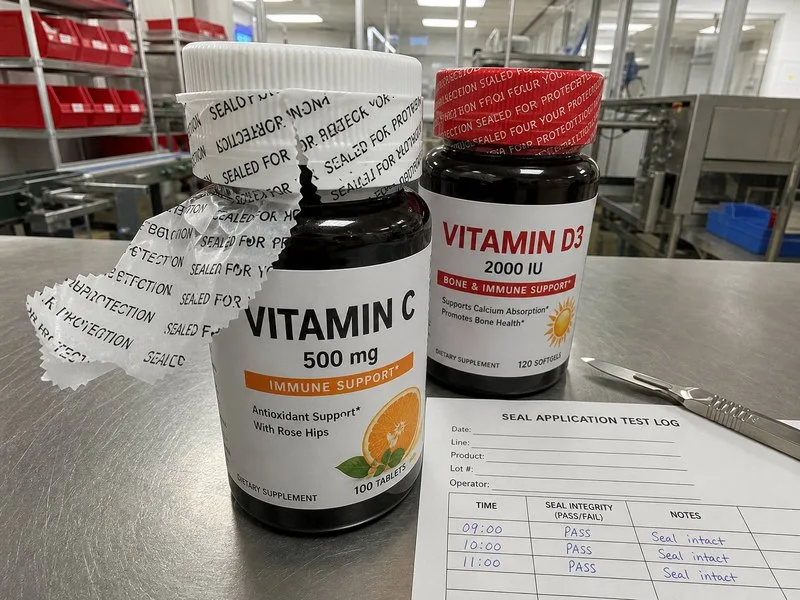 Tamper evident seal for supplement bottles