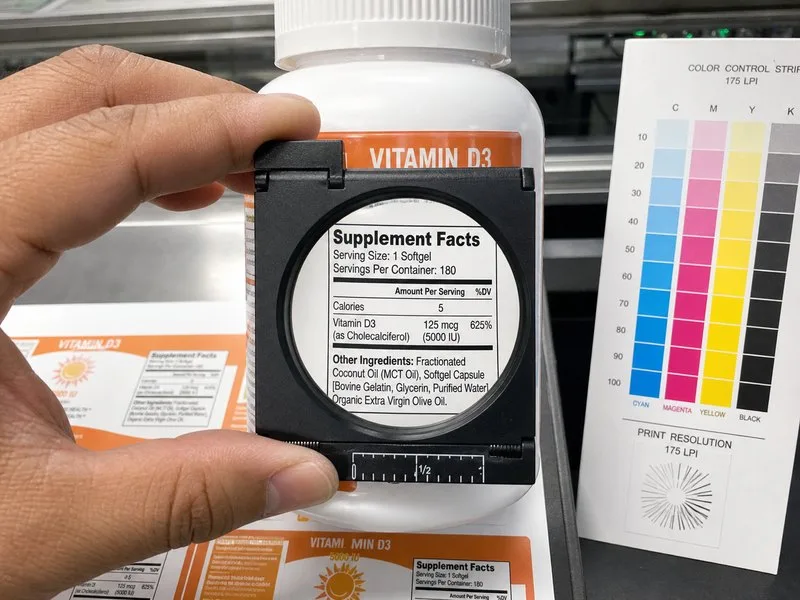 Vitamin bottle supplement facts closeup