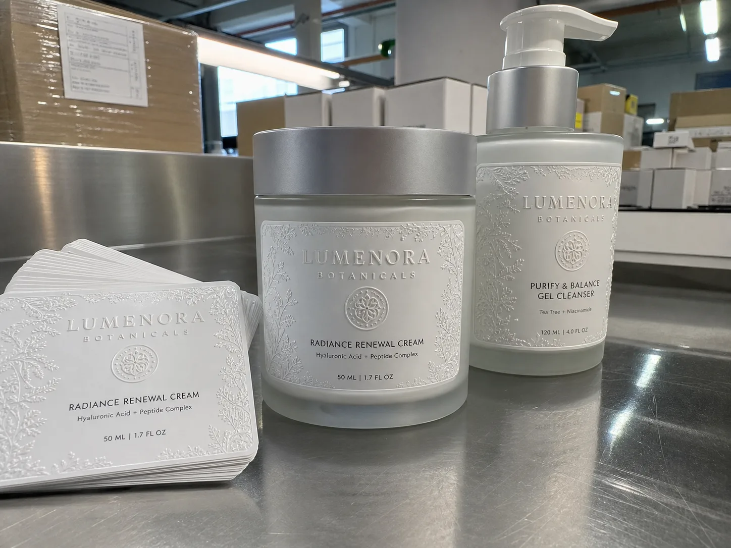 Embossed waterproof labels on skincare packaging