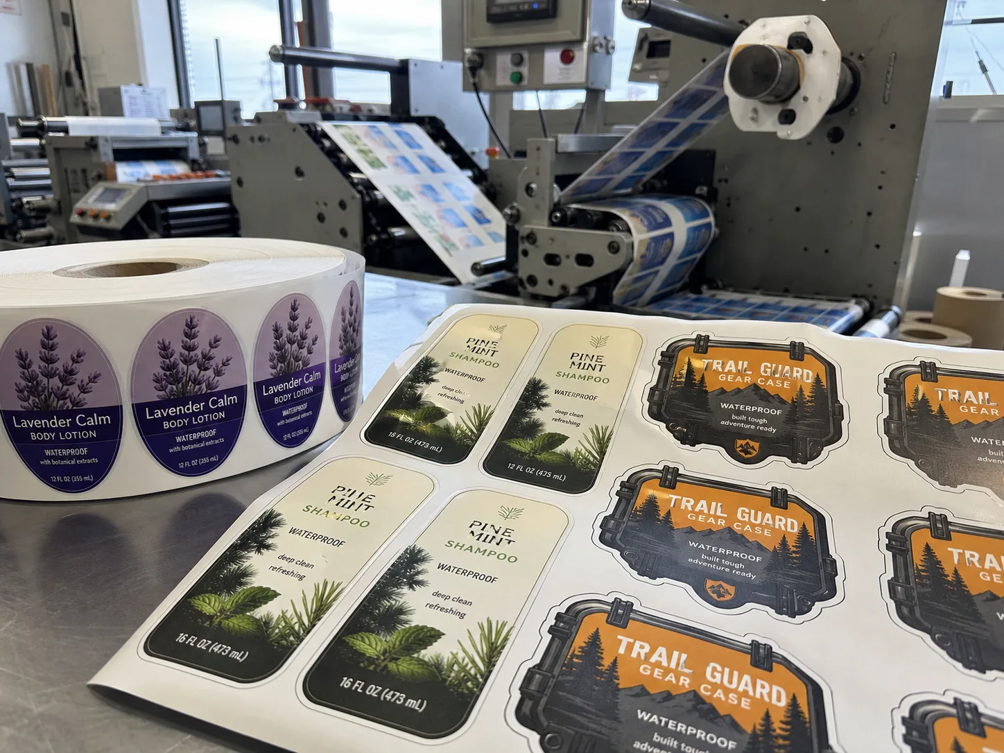 Precision die-cut waterproof label samples
