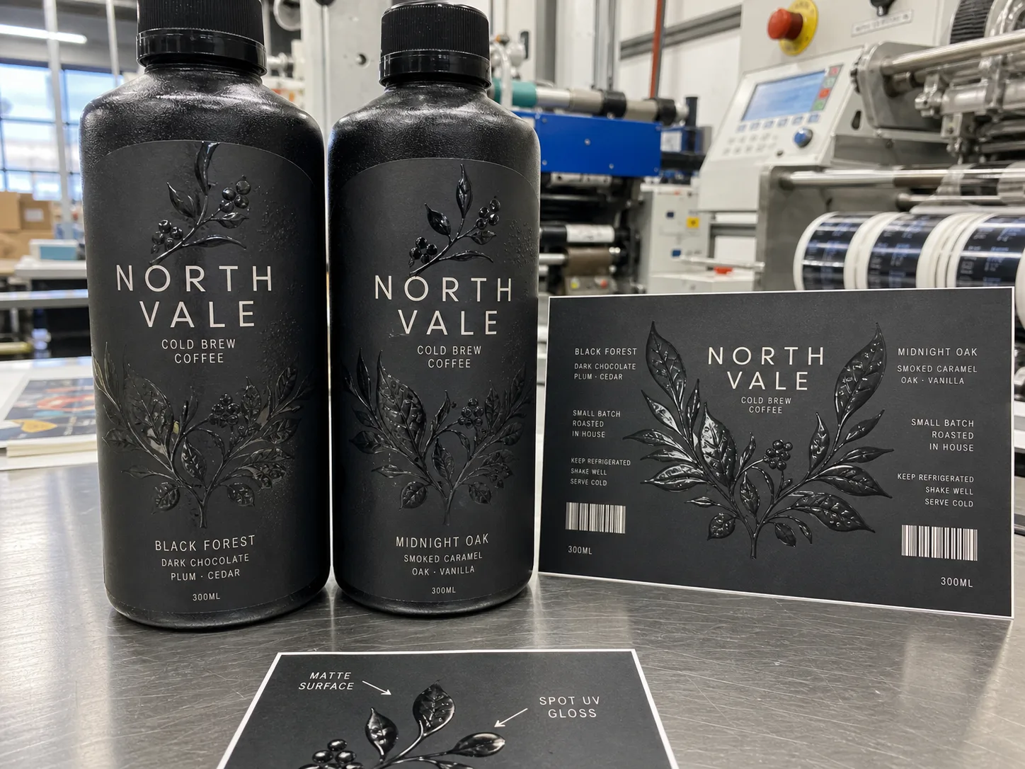 Spot UV coating on matte waterproof labels