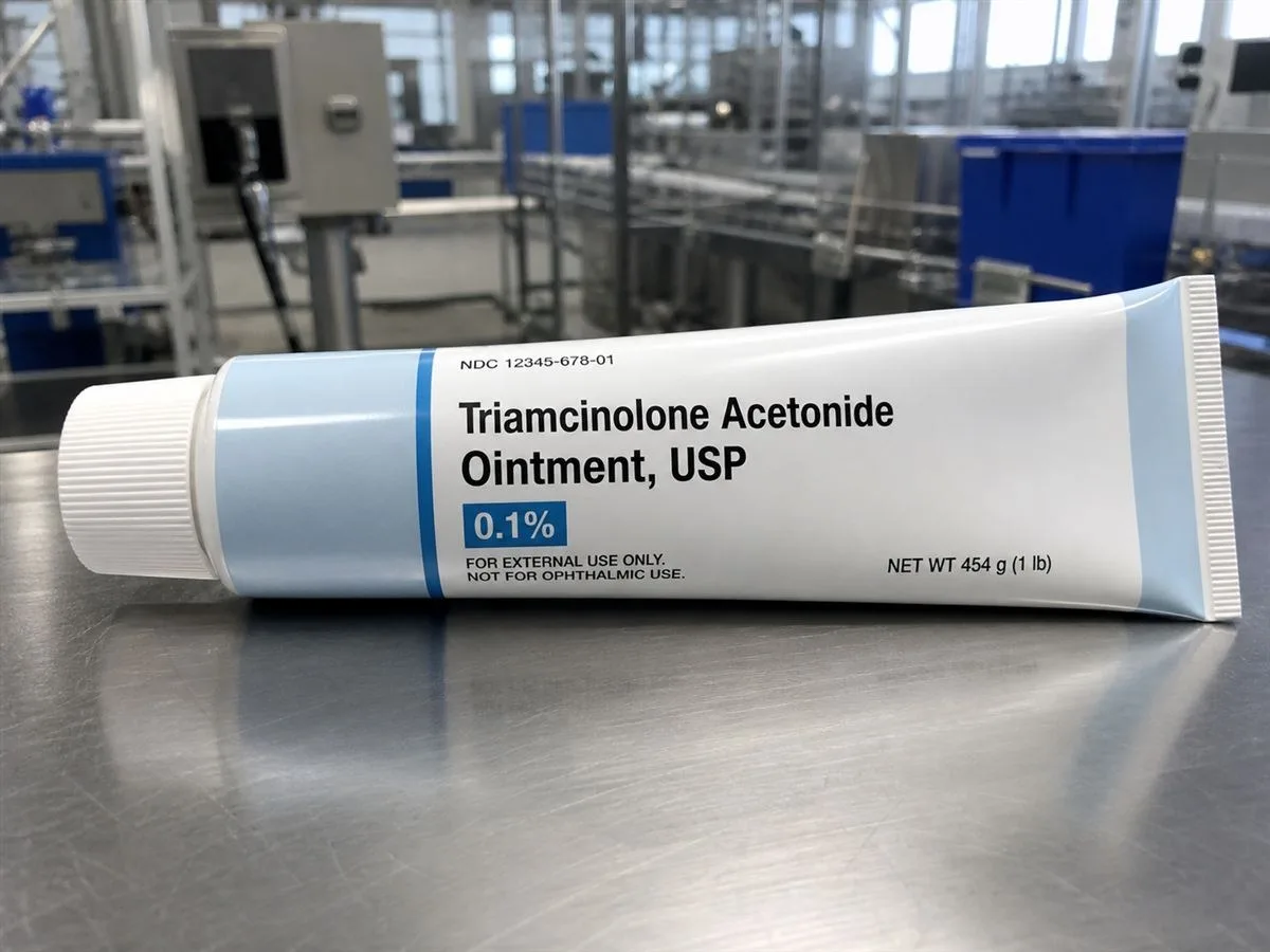 Pharmaceutical ointment tube with flexible white label curved on its surface