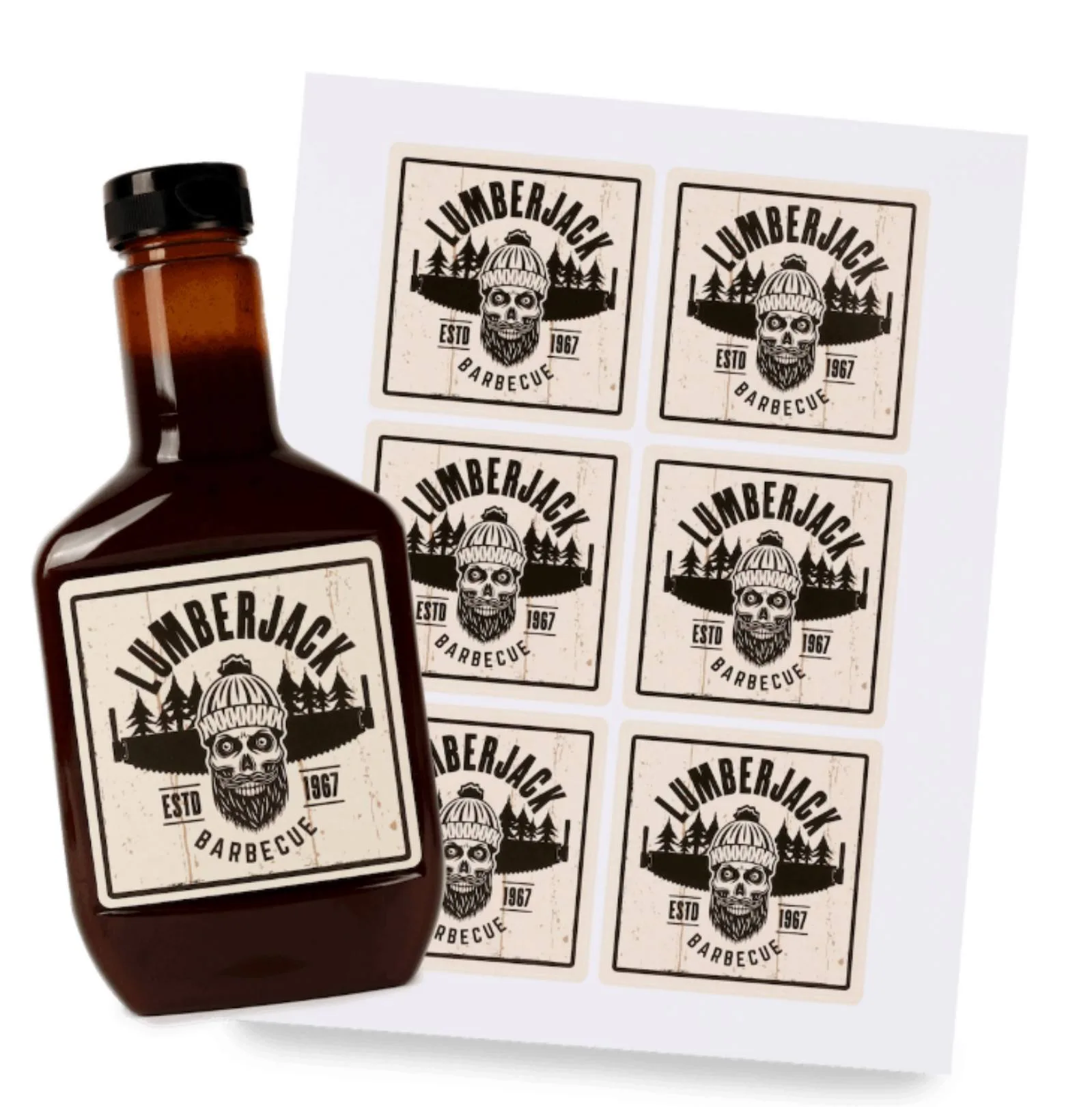 Barbecue Sauce Bottle Label Stickers