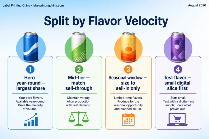 Multi-SKU Beverage Labels for Flavor Changes and Seasonal Releases