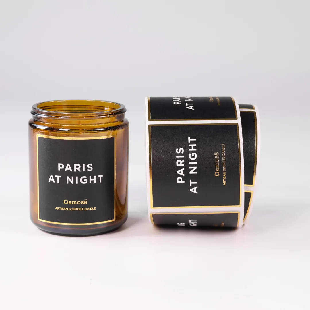 Black Candle Jar Label Roll