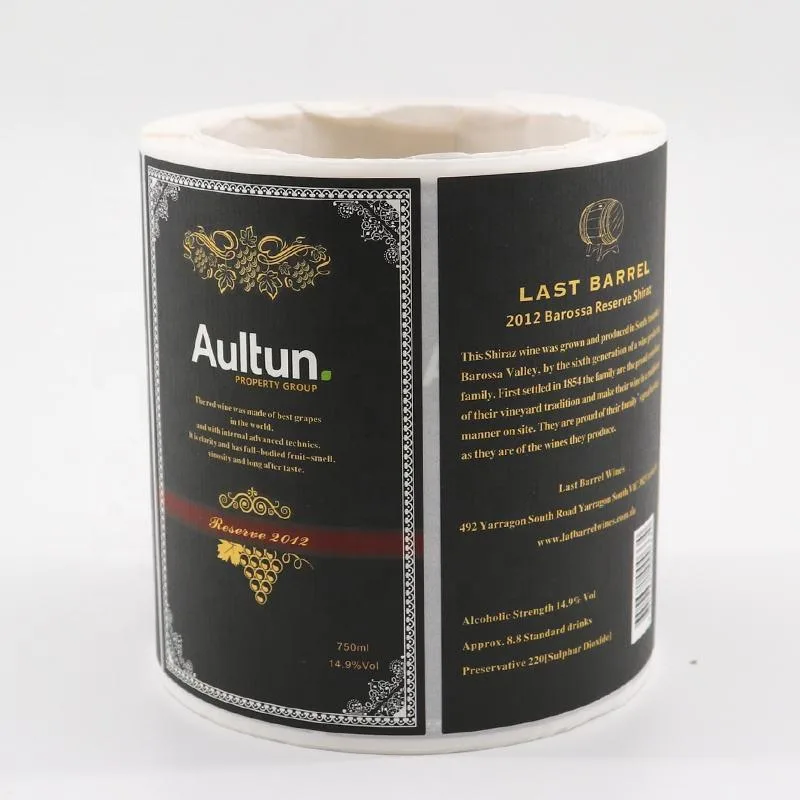 Black Wine Back Label Roll