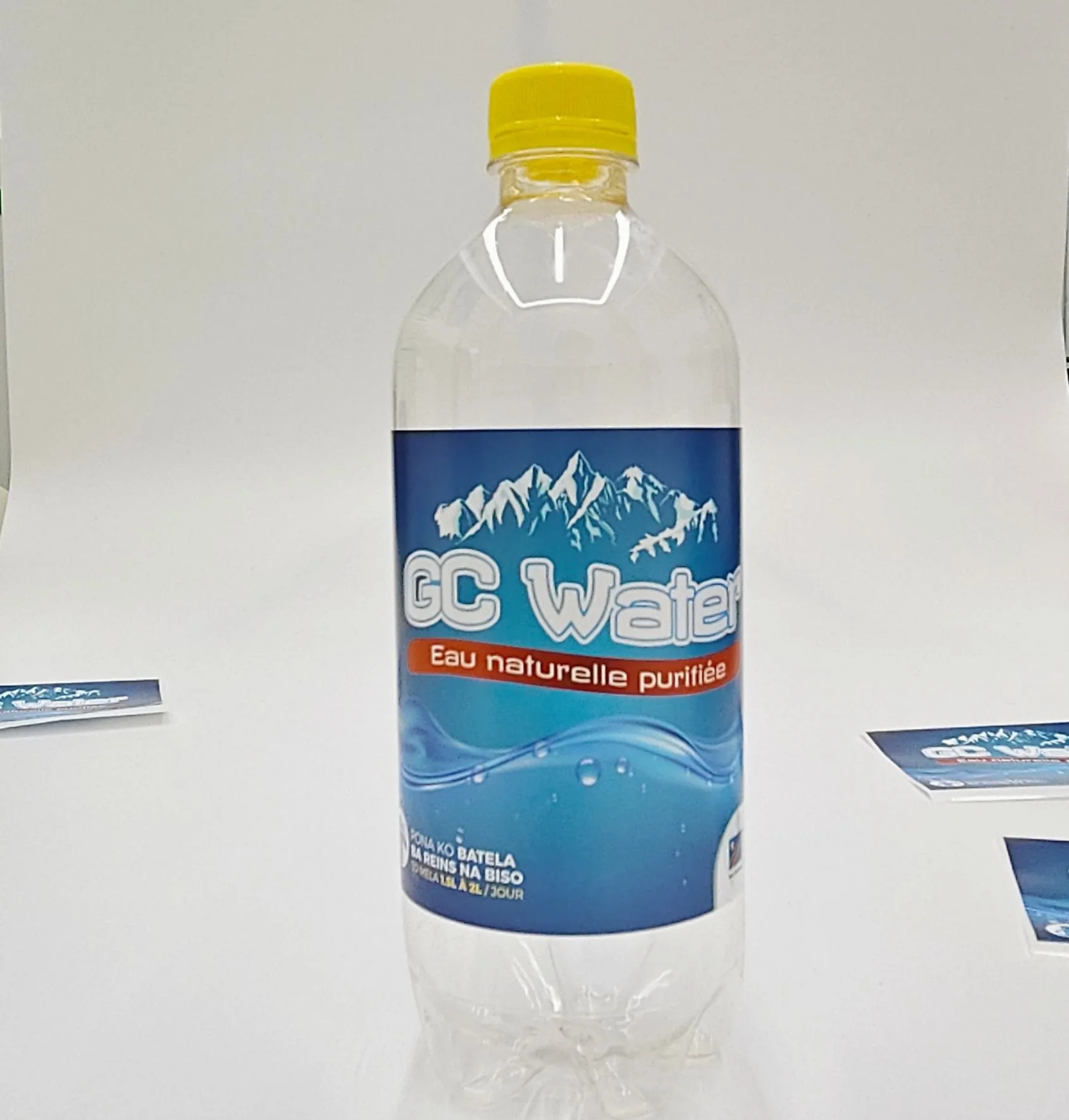 Blue Water Bottle Front Label