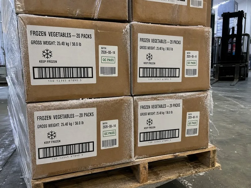 bulk frozen food carton labels