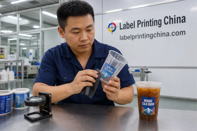 Waterproof Labels for Iced Coffee Cups on Cold Plastic