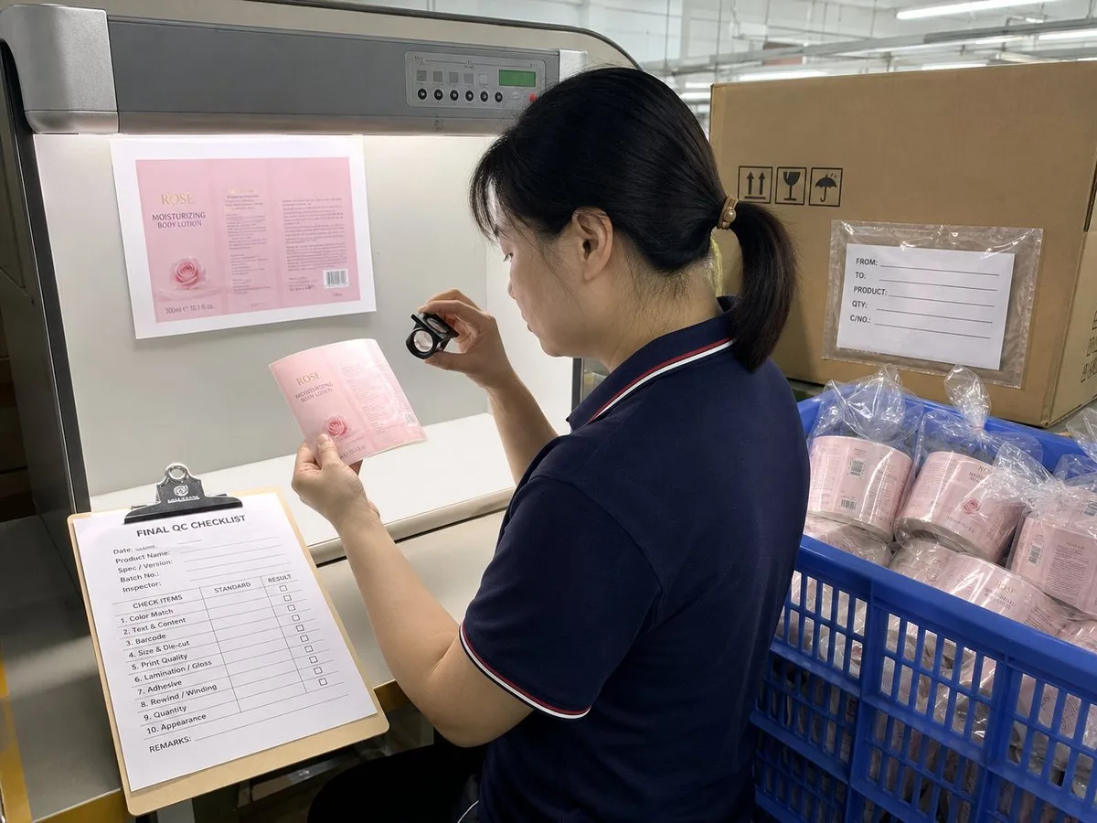 QC station checking label color and scan records