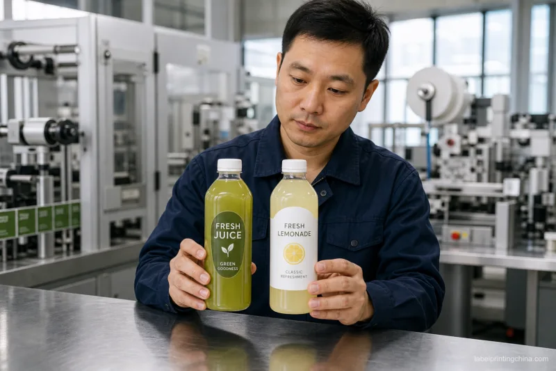 Clear vs. White Juice Bottle Labels for Colorful Drinks