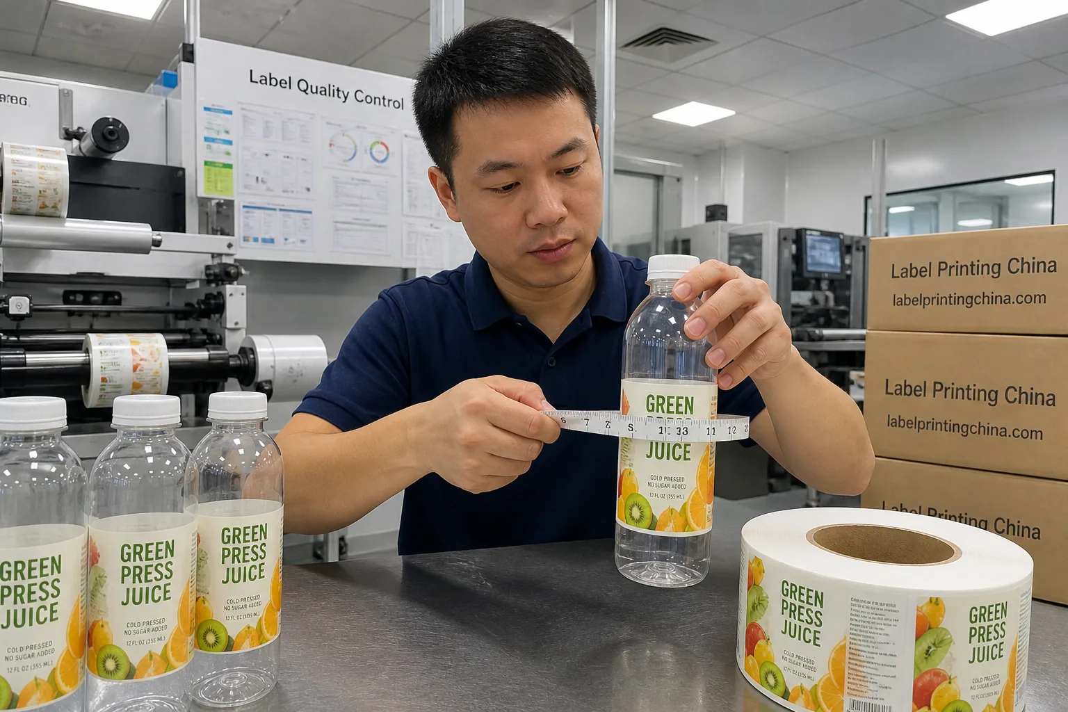 Chinese Tech Measures Round Juice Bottle Wrap