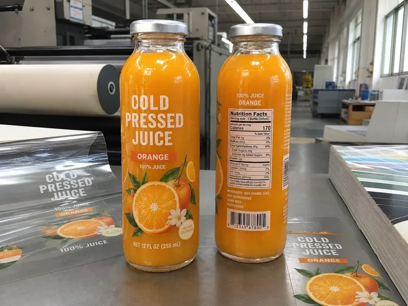 Clear BOPP no-label look on cold-pressed juice glass bottle