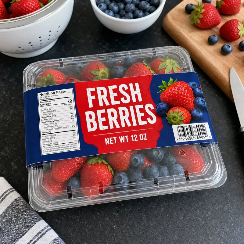 clear clamshell food container labels