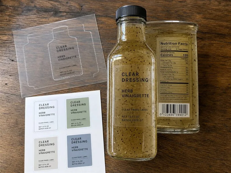 Clear dressing bottle label