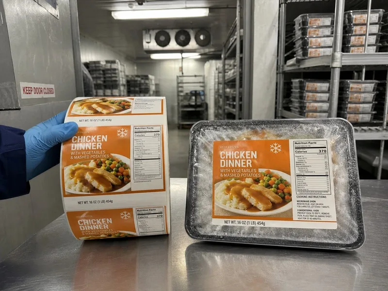 cold chain label roll frozen meal tray