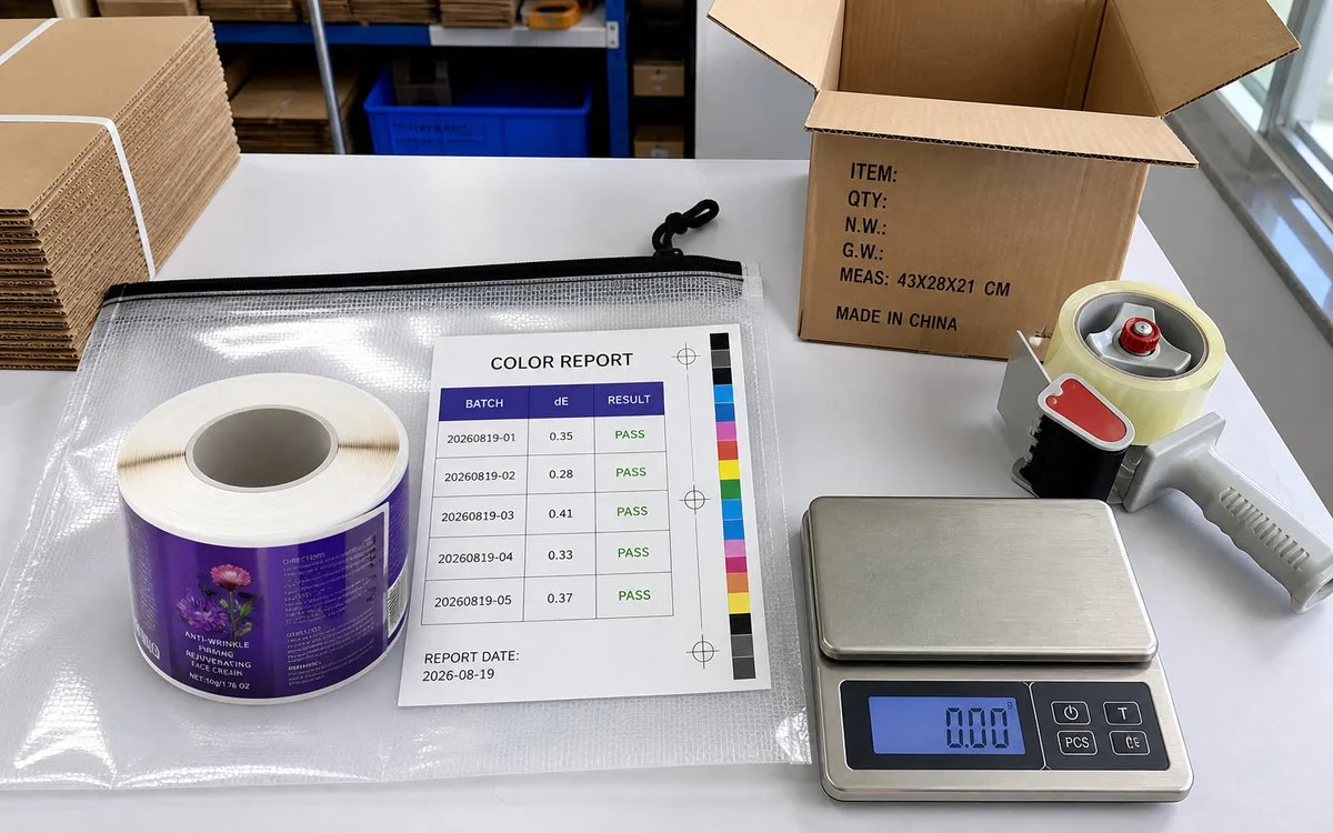 Color report and optical scan record shipped with batch