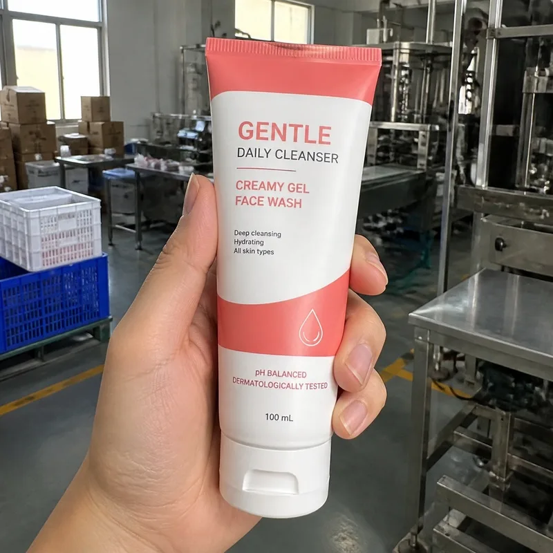 Flexible cosmetic label on a squeeze tube