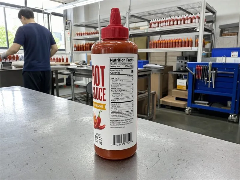 Custom nutrition labels sauce bottle white bopp