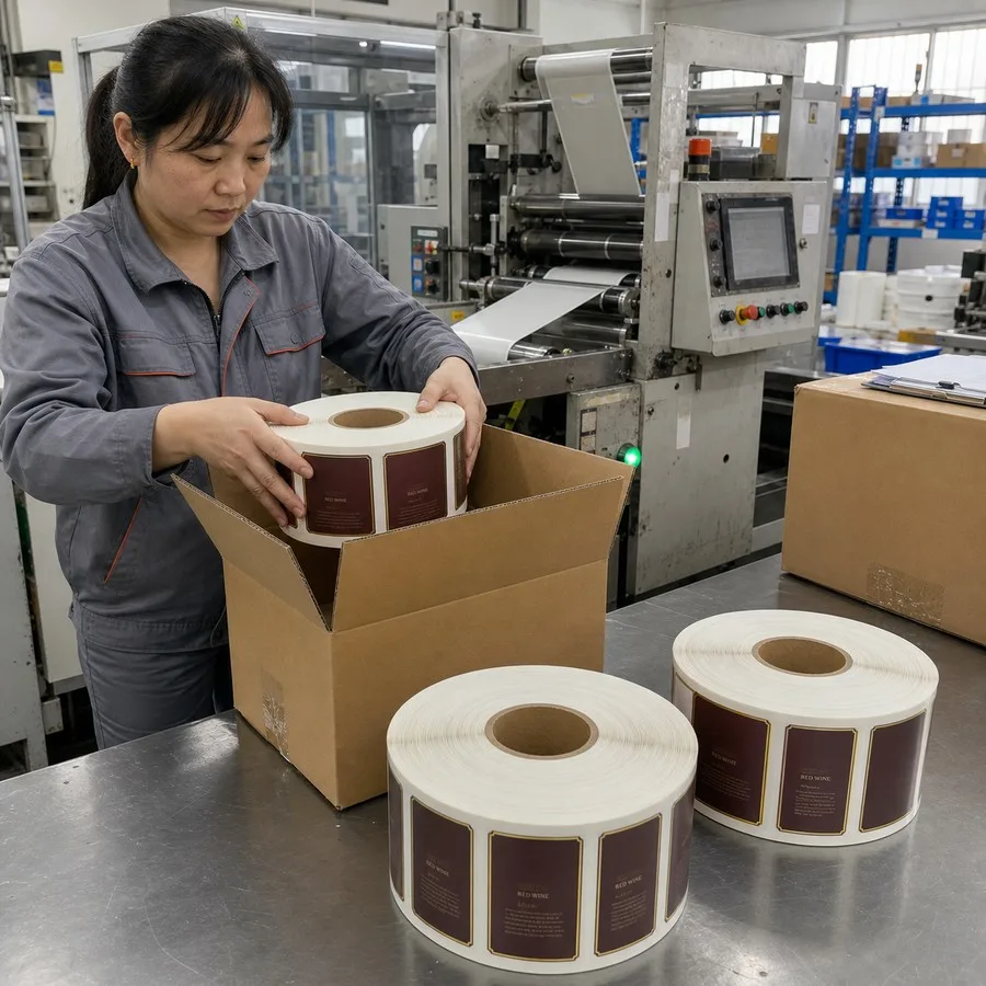 Custom wine label rolls bottling line