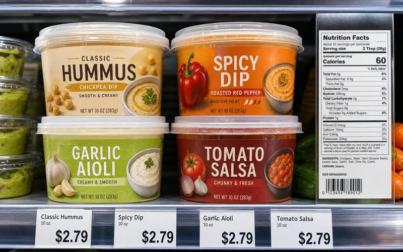 Dips hummus and condiment cups