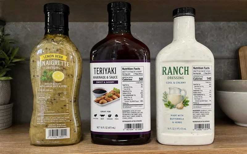 Dressings and marinade bottles