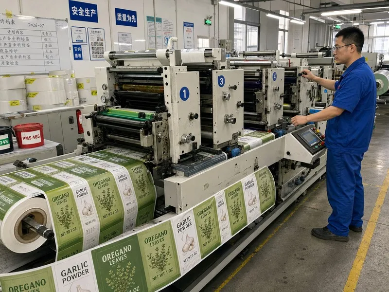 flexographic press multi color spice labels production