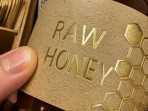 foil stamping detail jar label gold