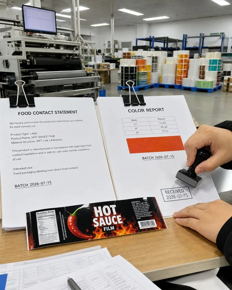 ISO 9001 and FSC factory certificate pack for sauce labels