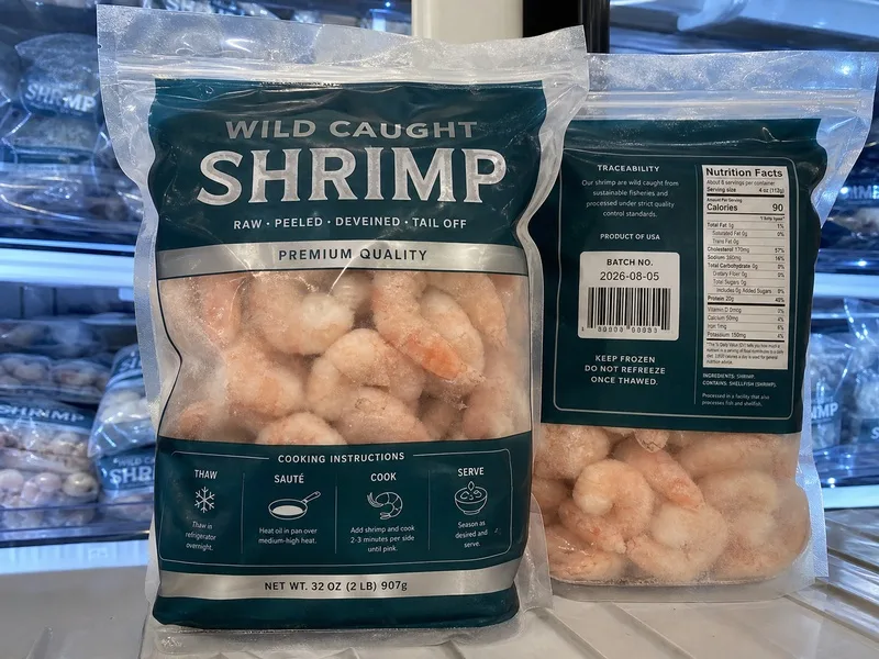 frozen shrimp bag label build