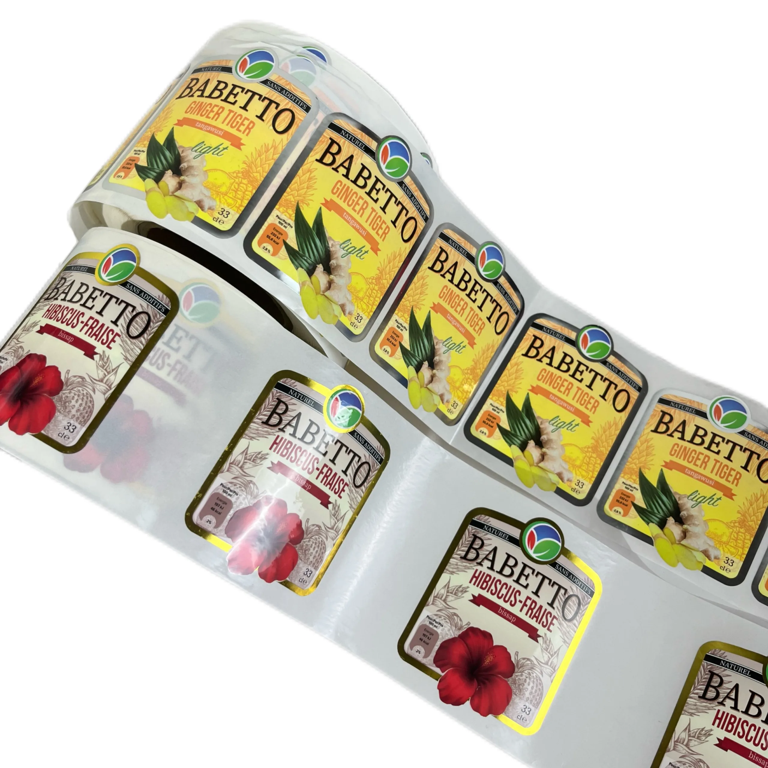 Ginger Tea Product Labels On Rolls