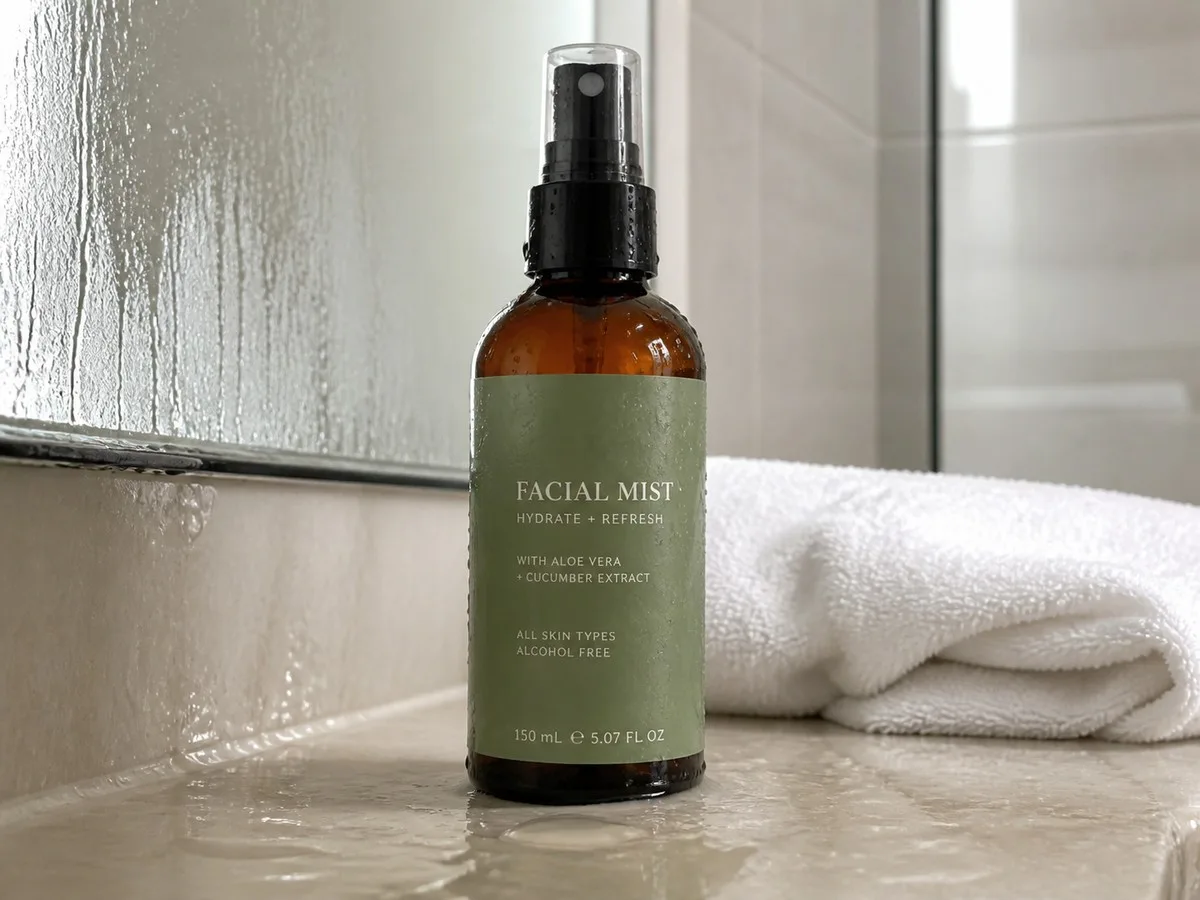 Gloss laminated label on a mist bottle
