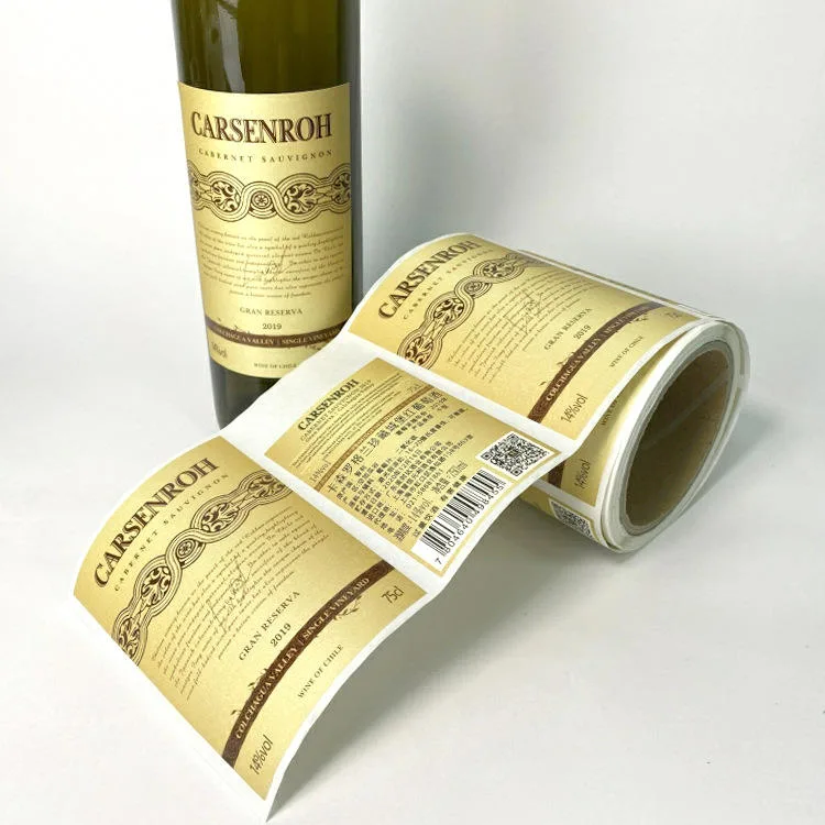Gold Wine Bottle Label Roll