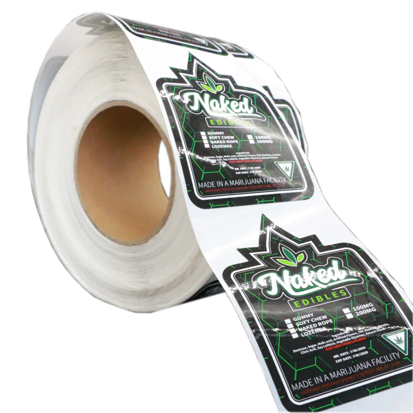 Green Die Cut Vinyl Product Labels On Roll