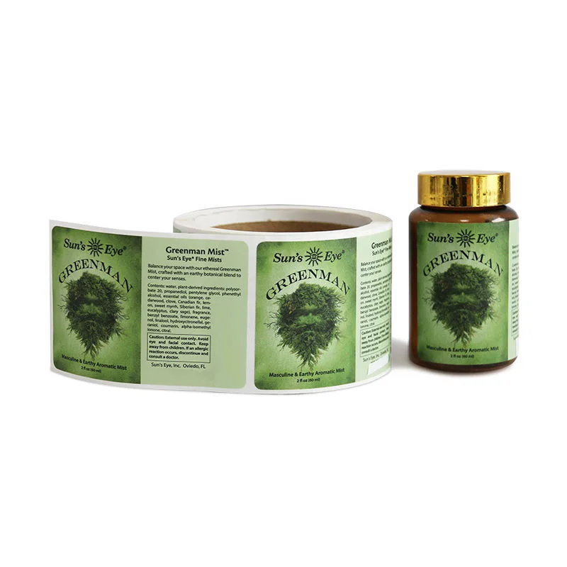 Green Tea Paper Labels Beside Bottle