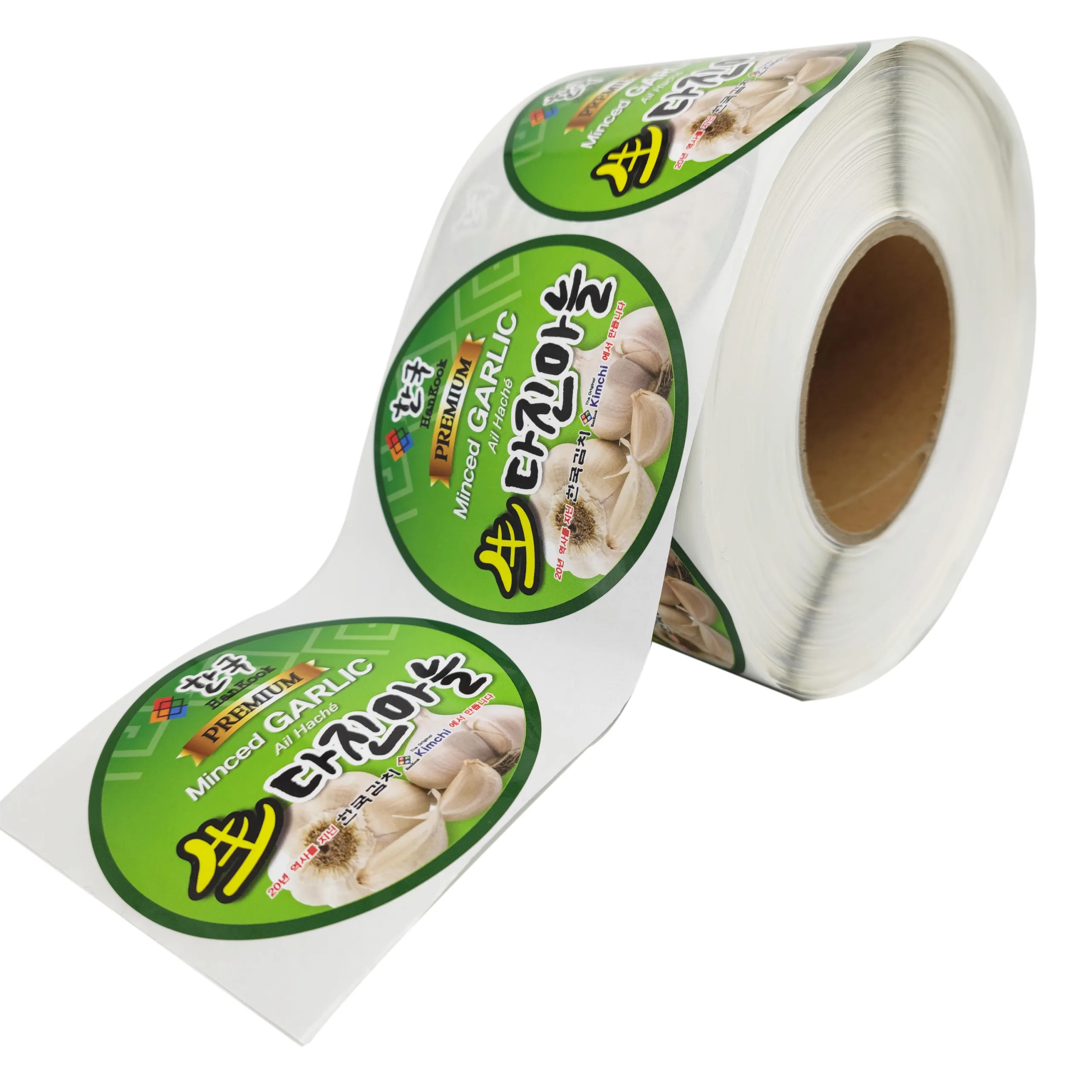 Green Vinyl Garlic Food Labels On Roll