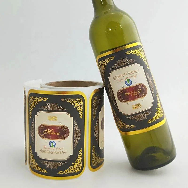 Green Wine Bottle Gold Label Roll