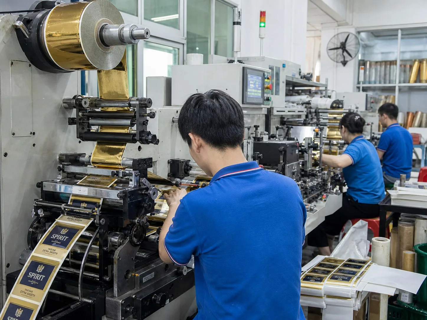 hot foil stamping press spirit labels factory