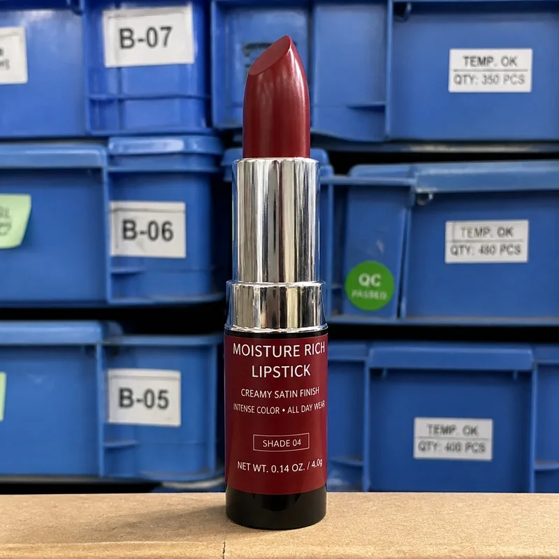 Small wrap label on a lipstick tube