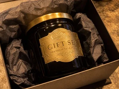 metallic foil jar label gift premium
