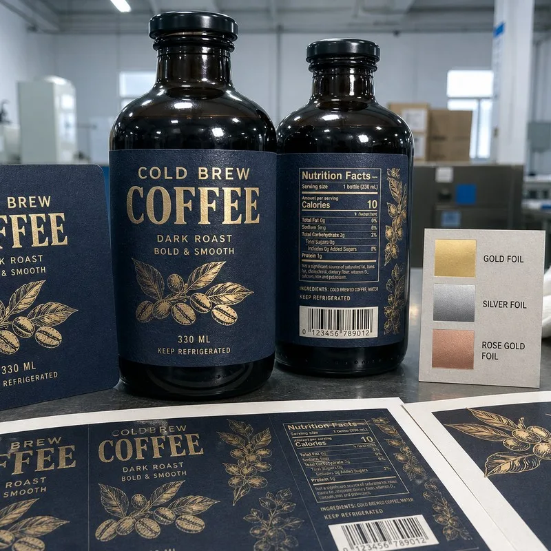 Metallic foil juice label material for premium and gift sets