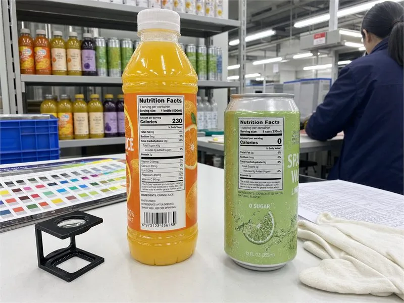 Nutrition facts beverage bottle wrap around label
