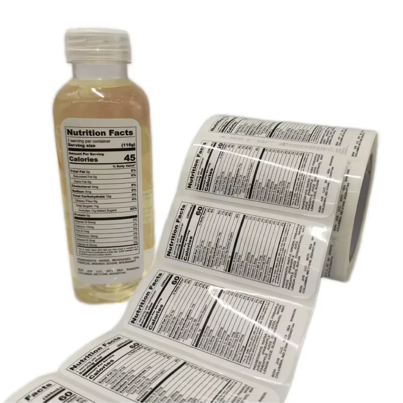 Nutrition Facts Juice Bottle Label Roll