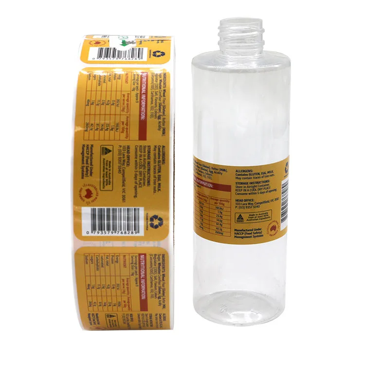 Nutrition Facts Panel On Clear Bottle