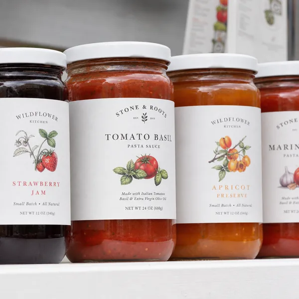 Custom semi-gloss paper labels on specialty food jars