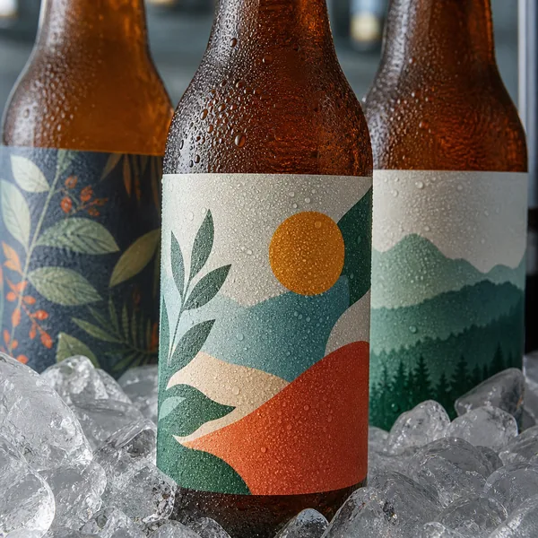 Laminated waterproof paper labels on chilled beverage bottles