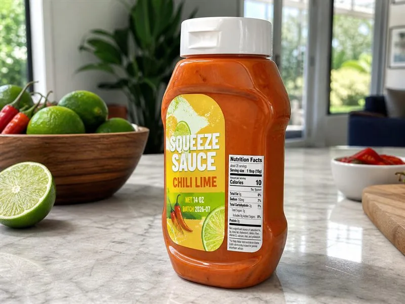 Plastic squeeze sauce bottle