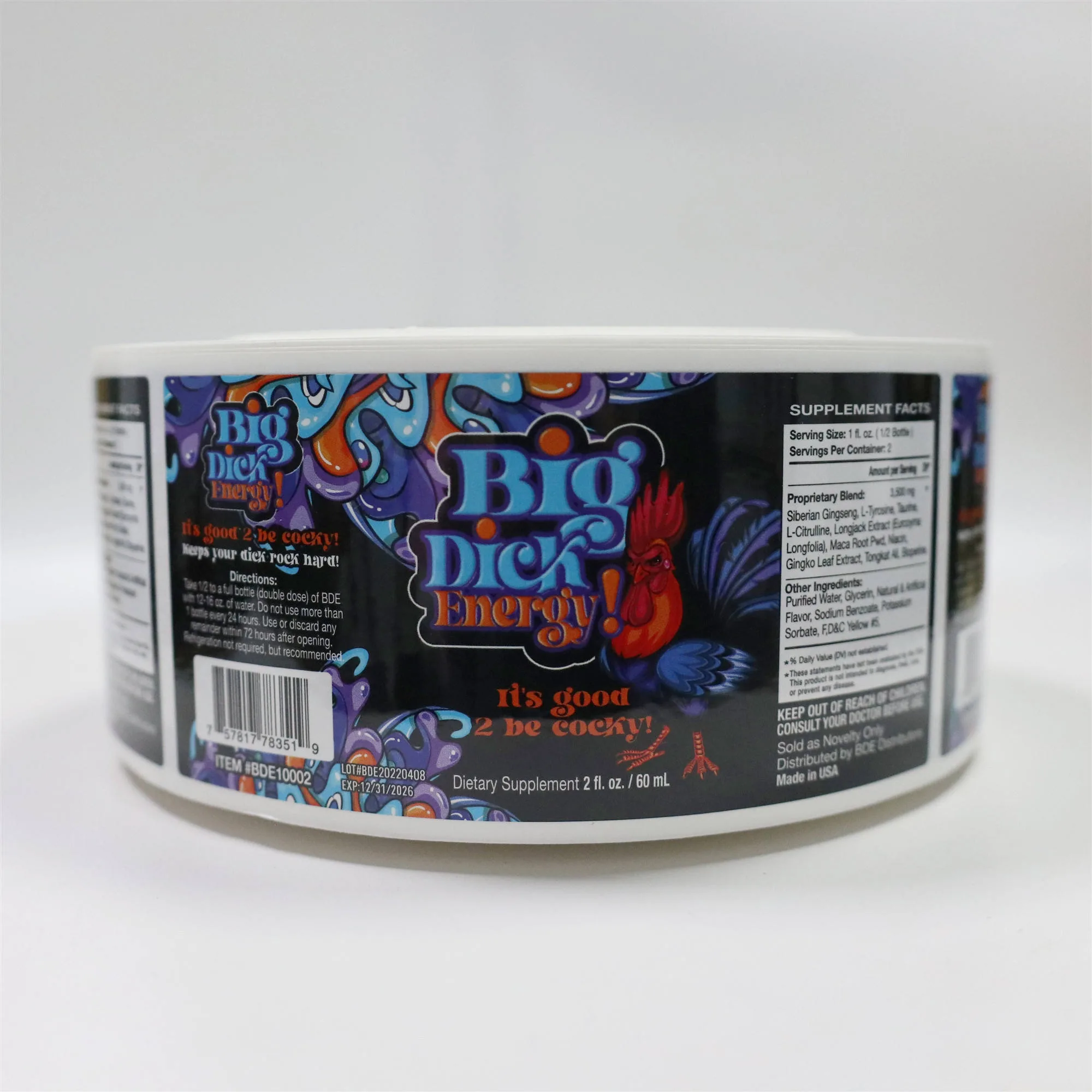 Printed Vinyl Energy Drink Labels On Roll